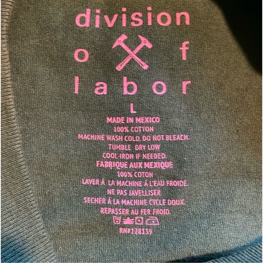 Division of Labor Men's Green and Pink Rose Tee - Picture 4 of 4